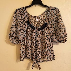 Xhilaration Crop Top Sheer Floral Print Medium